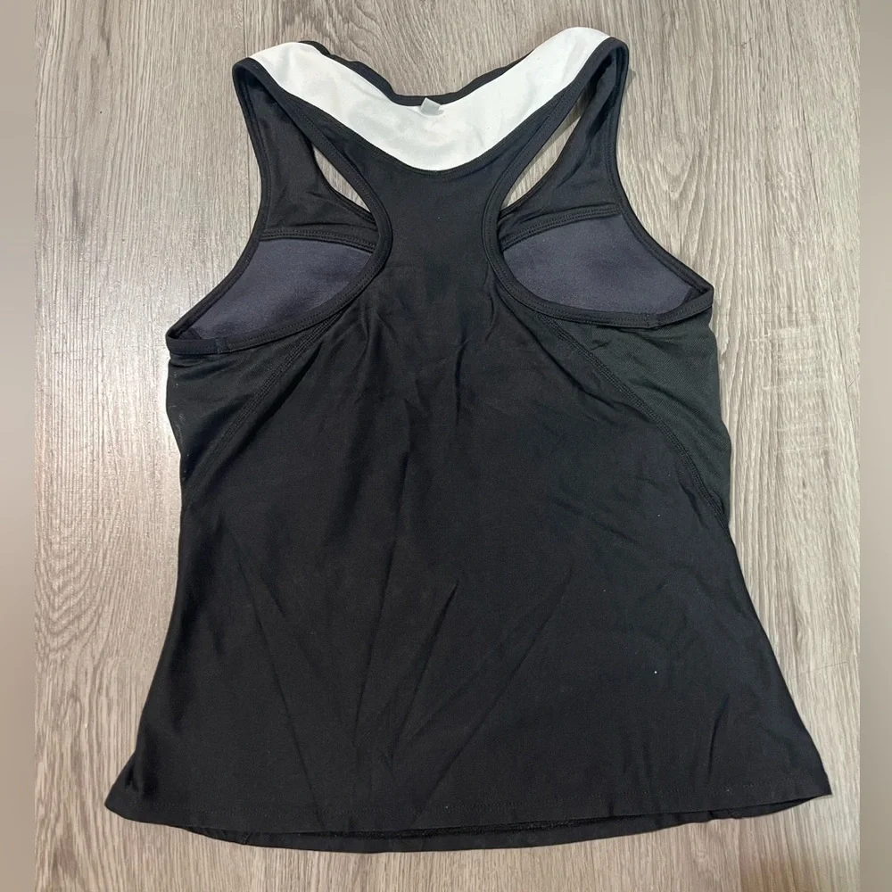 Nike Women's Black and White Dri-FIT Tank Top